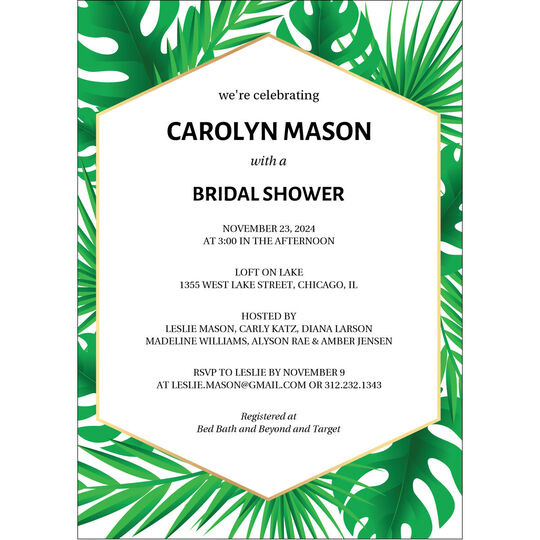 Tropical Leaves Shower Invitations